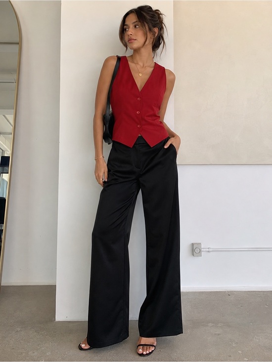 Banana Republic Tops - Banana Republic Red Tailored Button Front Vest Top  2 NWT quiet luxury office